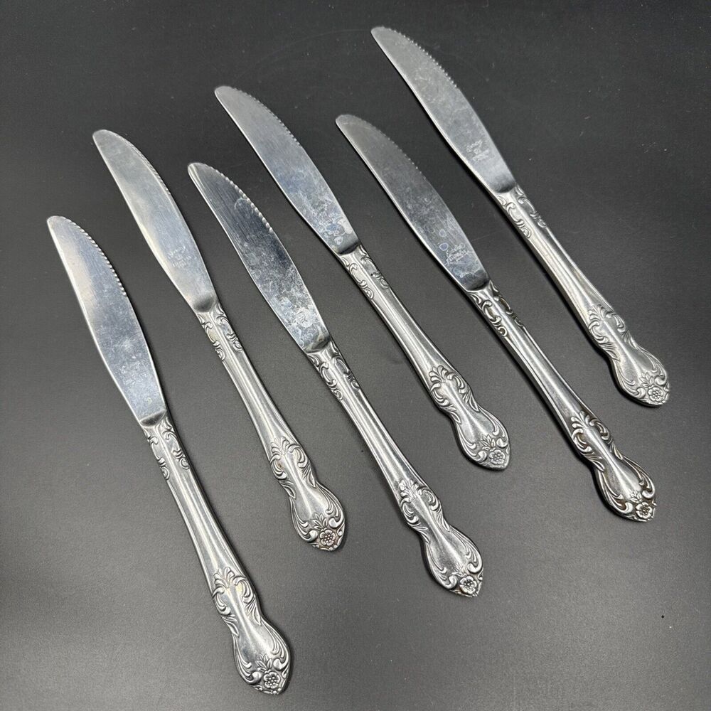 Easterling Valhalla Dinner Butter Knife Stainless Vintage Korea Set of 6 1950s